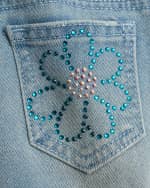 Image 3 of 3: Hannah Banana Girl's Embroidered Floral Denim Shorts, Size 2T-6