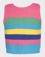 Image 4 of 6: Hannah Banana Girl's Multicolor Striped Crotchet Top, Size 4-6