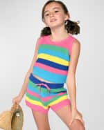 Image 1 of 6: Hannah Banana Girl's Multicolor Striped Crotchet Top, Size 4-6