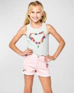 Image 1 of 4: Hannah Banana Girl's Embroidered Flower Heart Tank Top, Size 7-14