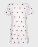 Image 2 of 5: Hannah Banana Girl's Eyelet Floral Dress, Size 4-6