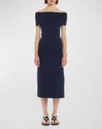 Image 1 of 4: Max Mara Studio Aulla Off-Shoulder Knit Midi Dress