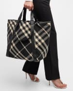 Image 2 of 6: Burberry Check Canvas Shopper Tote Bag