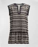 Image 1 of 6: Marie Oliver Herra Floral-Embroidered Fringe-Trim Mini Dress