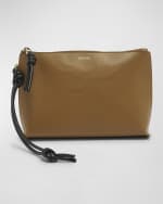 Image 1 of 6: Loewe T-Knot Zip Leather Pouch Wristlet