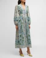 Image 5 of 6: Zimmermann Ottie Plunge Midi Dress