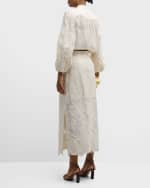 Image 3 of 6: Zimmermann Ottie Embroidered Midi Skirt