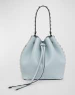 Image 1 of 6: Valentino Garavani Rockstud Drawstring Leather Bucket Bag