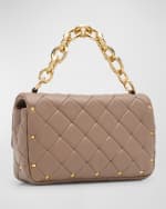 Image 4 of 6: Valentino Garavani Small Spike Rockstud Quilted Leather Shoulder Bag