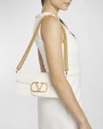 Image 3 of 6: Valentino Garavani VLOGO Plisse Leather Chain Shoulder Bag