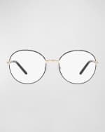 Image 4 of 5: Prada Engraved Logo Metal & Plastic Round Glasses