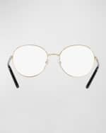 Image 3 of 5: Prada Engraved Logo Metal & Plastic Round Glasses
