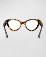 Image 3 of 4: Miu Miu Logo Acetate & Plastic Round Glasses