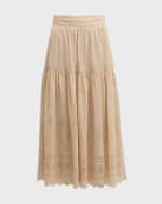 Image 1 of 6: Vanessa Bruno Aora Scalloped Eyelet-Embroidered Midi Skirt