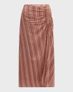 Image 1 of 6: Vanessa Bruno Calyp Ruched Geometric-Print Midi Skirt