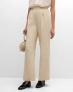Image 2 of 6: Vanessa Bruno Cyrano Pleated High-Rise Cotton-Linen Pants