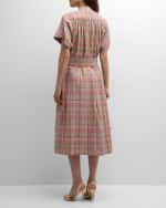 Image 3 of 6: Vanessa Bruno Ciao Metallic Plaid-Print Midi Dress