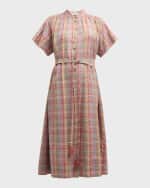 Image 1 of 6: Vanessa Bruno Ciao Metallic Plaid-Print Midi Dress