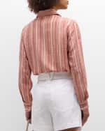 Image 4 of 6: Vanessa Bruno Druyat Striped Vine-Print Shirt