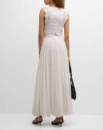 Image 4 of 7: Vanessa Bruno Alanda Eyelet-Embroidered Cotton-Linen Top