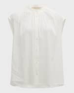 Image 1 of 5: Vanessa Bruno Clio Ruched Button-Down Striped Blouse