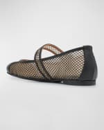 Image 2 of 5: Aquazzura Solstice Net Mesh Mary Jane Ballerina Flats