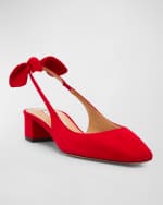 Image 4 of 5: Aquazzura Suede Bow Slingback Ballerina Pumps