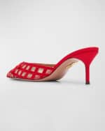 Image 2 of 5: Aquazzura Romance Grosgrain Check Mule Pumps