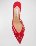 Image 5 of 5: Aquazzura Romance Grosgrain Check Mule Pumps
