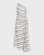 Image 1 of 6: A.L.C. Carolyn Stripe One-Shoulder Maxi Dress