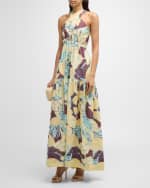 Image 5 of 6: A.L.C. Veronica Printed Halter Maxi Dress