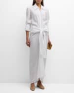Image 5 of 6: A.L.C. Carson Draped Linen Shirtdress