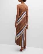 Image 3 of 6: A.L.C. Lauren Asymmetric Stripe Cowl-Neck Sleeveless Midi Dress