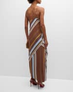 Image 4 of 6: A.L.C. Lauren Asymmetric Stripe Cowl-Neck Sleeveless Midi Dress