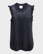 Image 1 of 6: Cinq a Sept Lenore Sleeveless Knit-Front Combo Top