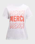 Image 1 of 6: Cinq a Sept Pop Up Merci Merci Merci Cotton T-Shirt