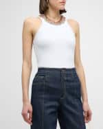 Image 2 of 6: Cinq a Sept Lizzie Chunky Rhinestone Necklace Tank Top