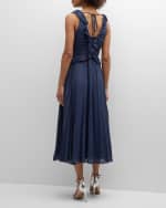 Image 3 of 6: Cinq a Sept Calloway Sleeveless Ruffle V-Neck Midi Dress