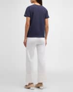 Image 3 of 6: Cinq a Sept Sequined Bonjour Short-Sleeve Cotton Tee