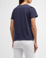 Image 4 of 6: Cinq a Sept Sequined Bonjour Short-Sleeve Cotton Tee
