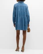 Image 3 of 6: Cinq a Sept Adette Long-Sleeve Mini Denim Shift Dress
