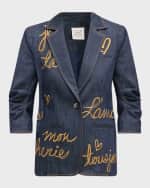 Image 1 of 6: Cinq a Sept Khloe L'amour Embroidered Denim Blazer