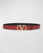 Image 3 of 3: Valentino V-Logo Signature Reversible Leather Belt