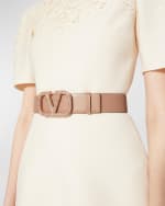 Image 2 of 5: Valentino V-Logo Signature Reversible Crystal & Leather Belt