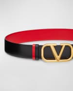Image 5 of 5: Valentino V-Logo Signature Reversible Leather Belt