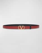 Image 3 of 3: Valentino V-Logo Signature Reversible Leather Skinny Belt