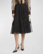 Image 2 of 6: Valentino Garavani Mossi Lace Midi Skirt