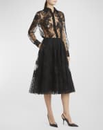 Image 5 of 6: Valentino Garavani Mossi Lace Midi Skirt