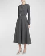 Image 5 of 6: Valentino Garavani V-Logo Solid Active Gabardine Midi Circle Skirt