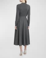 Image 3 of 6: Valentino Garavani V-Logo Solid Active Gabardine Midi Circle Skirt